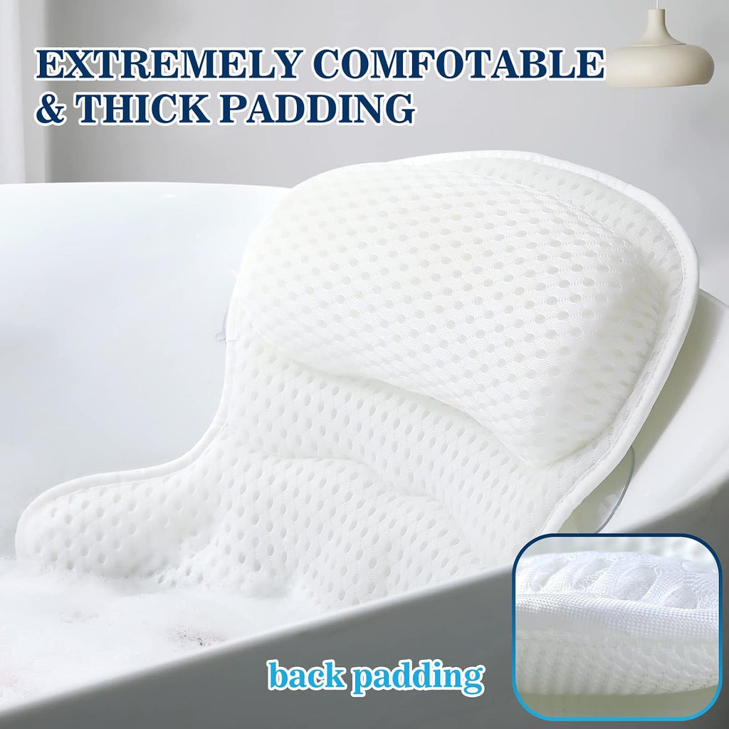 Ozyalo Mesh Bath Pillow with Six Suction Cups, White