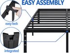 NEW JETO Queen Metal Bed Frame, 14-Inch Platform, Black