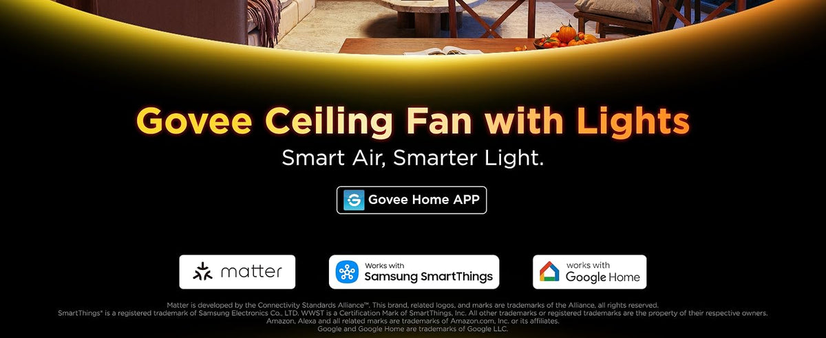 Govee 52-Inch Smart Ceiling Fan with RGBIC Lighting, Black