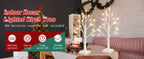 PEIDUO Lighted Birch-Style Tabletop Trees, 2 ft, Set of 2