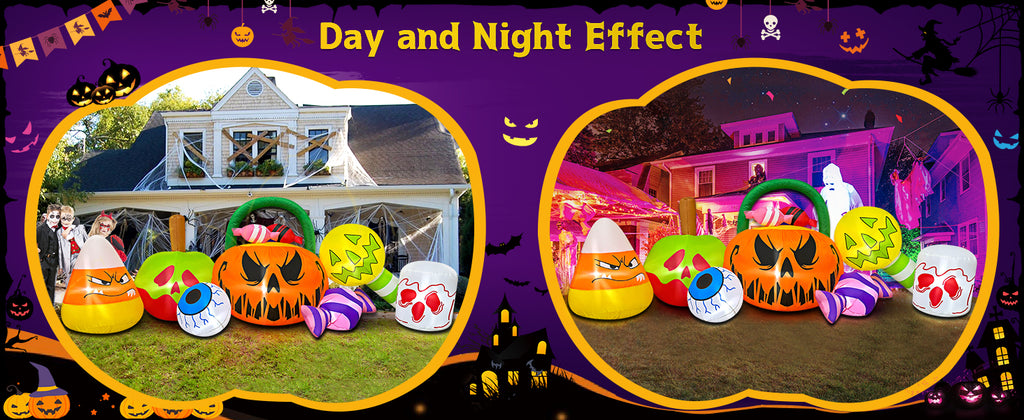 KOOY Halloween Inflatable Decorations – Pumpkin Ghost Combo – product detail