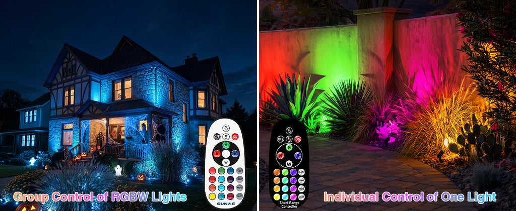 SUNVIE RR62JGOEX8 12W RGBW LED Outdoor Spotlights – 4 Pack, Black – 4 Pack / Black – product detail