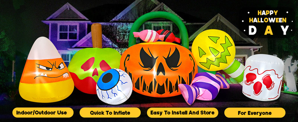 KOOY Halloween Inflatable Decorations – Pumpkin Ghost Combo – product detail