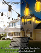 VGUXG Solar Patio String Lights, 50 ft, 15 Sockets