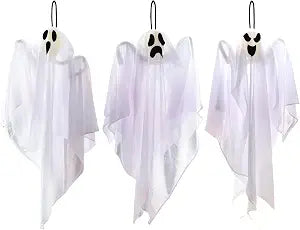 JOYIN 10543 3-Pack 27.5-Inch Hanging Halloween Ghost Decorations – white