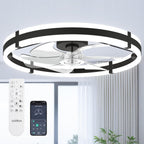 addlon 24-Inch Low-Profile Ceiling Fan with LED Light, Black