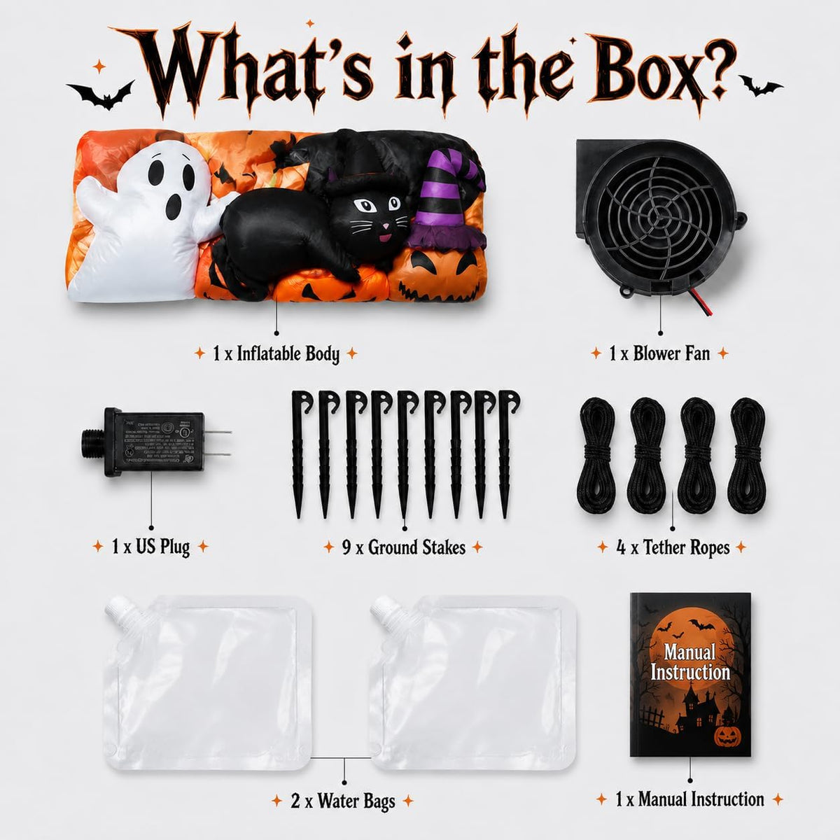 LAASOFANI HI-Pumpkin-BooCat 11-Foot Halloween Pumpkin Inflatable – 11FT Pumpkins BlackCat – product detail