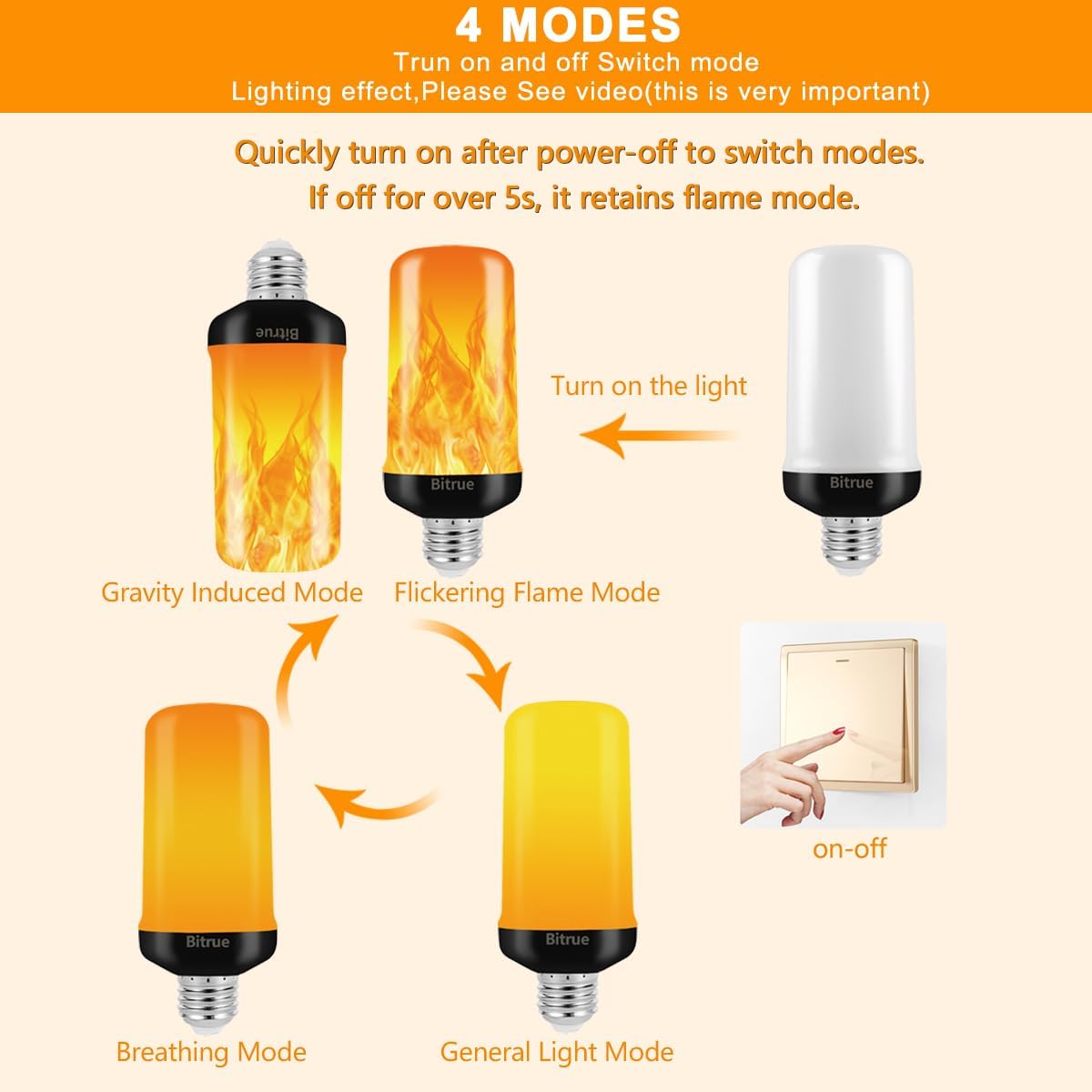 Bitrue 4-Pack E26 LED Flame-Effect Light Bulbs – 4 Pack – product detail