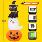 COMIN 69621 6-Foot Halloween Pumpkin & Ghost & Cat Inflatable – Multicolor – product detail