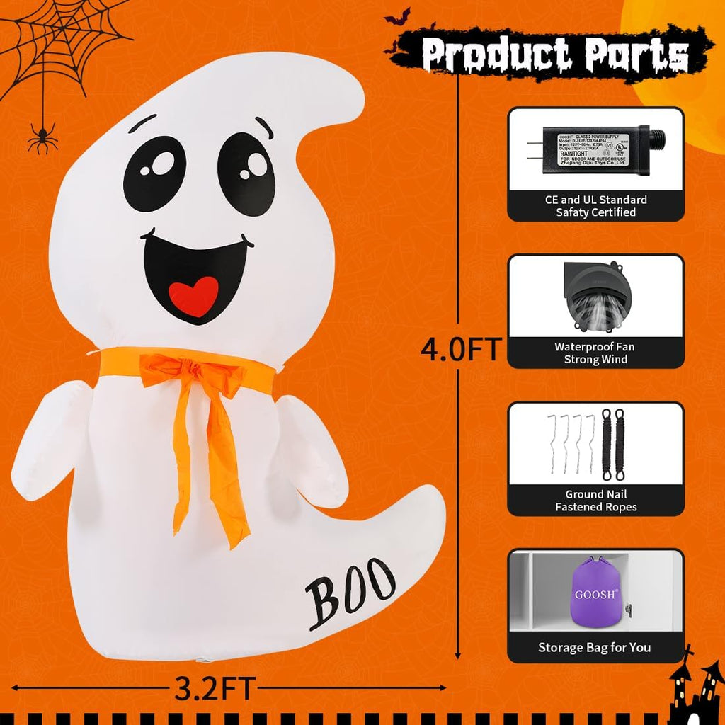 GOOSH 4-Foot Halloween Ghost Inflatable – White – product detail