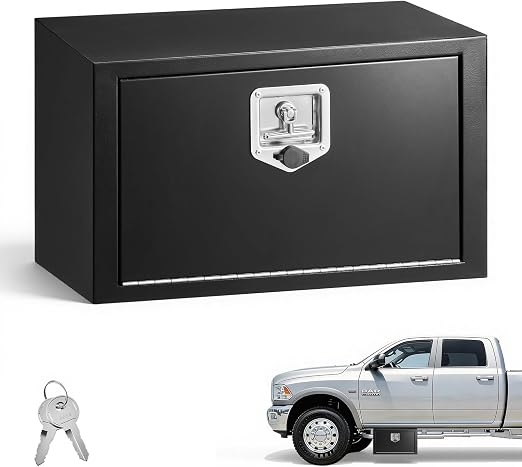 VEVOR JL-TB17S-2 24-Inch Underbody Steel Truck Tool Box – 24*12*14, Black