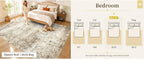OLANLY Beige Abstract Washable Area Rug