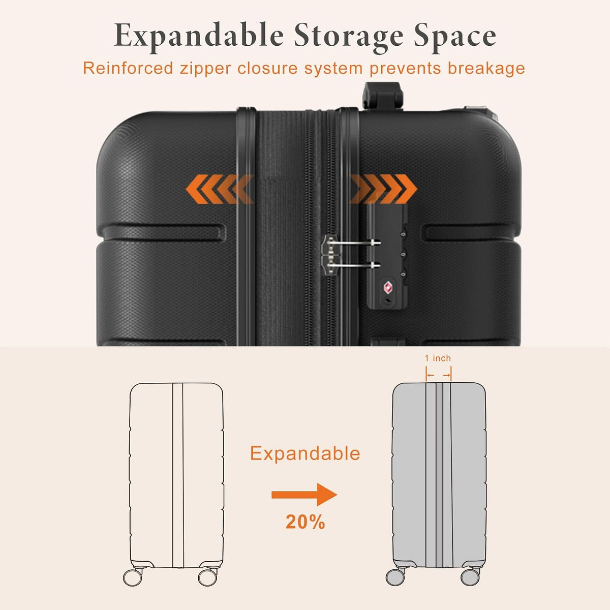 Sweetcrispy V2-2LG-28BK Hardside Suitcase – 28 Inch, Black – Black / 28 Inch – product detail