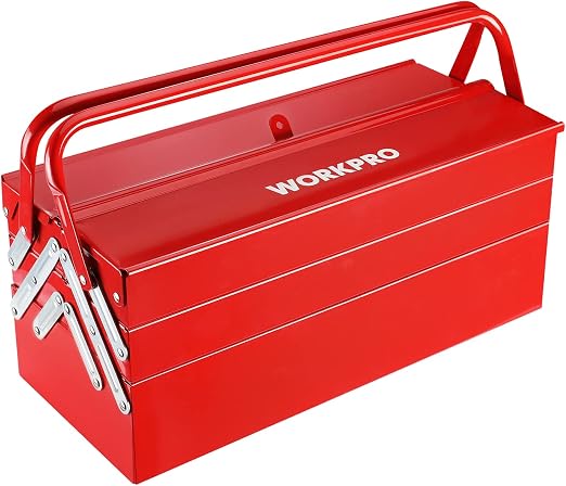 WORKPRO W082075AE 18-Inch Five-Tray Cantilever Tool Box – Red