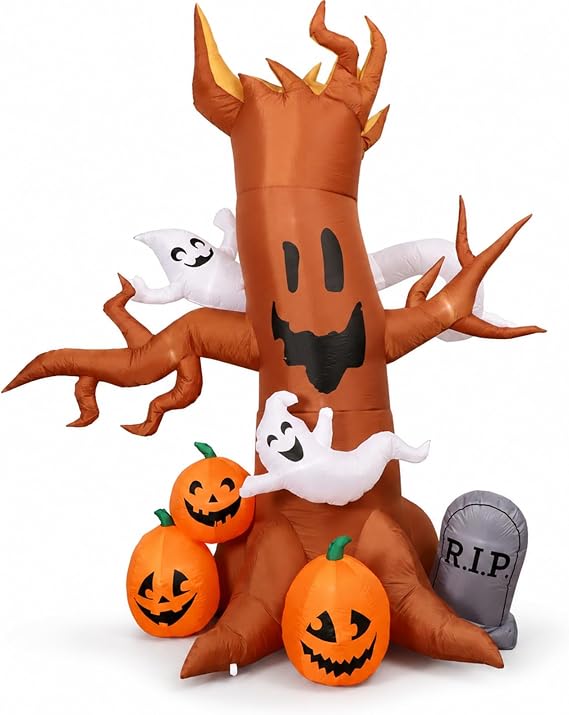 IHGYT HY-QQ26016 8-Foot Halloween Ghost Tree & Pumpkin & Tombstone Inflatable – Ghost Tree