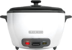 BLACK+DECKER Rice Cooker with Steamer, White, 6 Cups Cooked