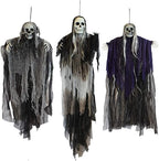 JOYIN 3-Piece Hanging Halloween Grim Reaper Set – 31.5, 53 and 31.5 inches, Grey