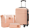Coolife Hardside Luggage Set – 3 piece set (DB/TB/20), Pink