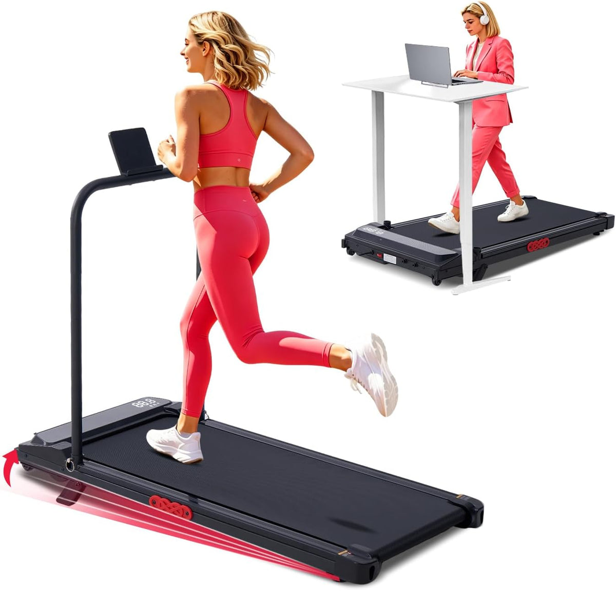 Potupus V300-DYV Under-Desk Walking Treadmill – Black-A1
