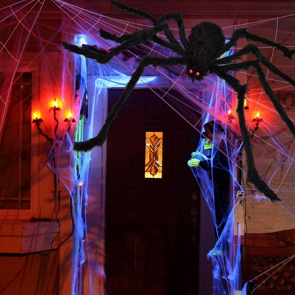 OCATO HF2106006 200-Inch Halloween Web & 59-Inch Spider Decoration Set – 200", Black – Black / 200" – product detail