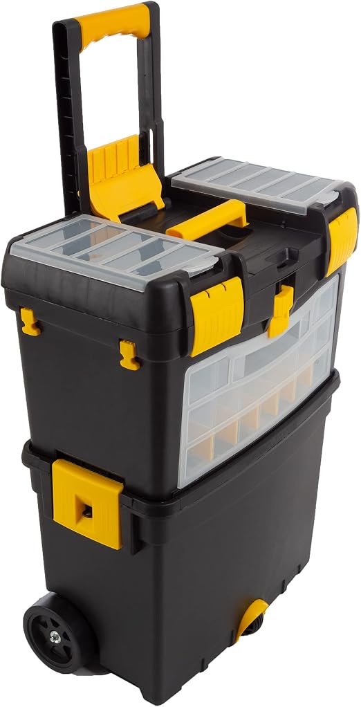 Stalwart 75-2250 Rolling Tool Box with Removable Top – Black/Yellow/Clear