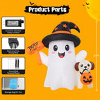 GOOSH 69655 5-Foot Halloween Ghost & Dog Inflatable – white, black, brown, multicolor – product detail