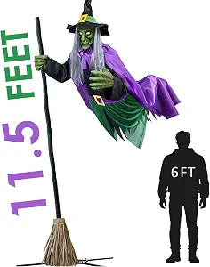 ORIENTAL CHERRY MM516 11.5-Foot Animated Halloween Hovering Witch – Purple green
