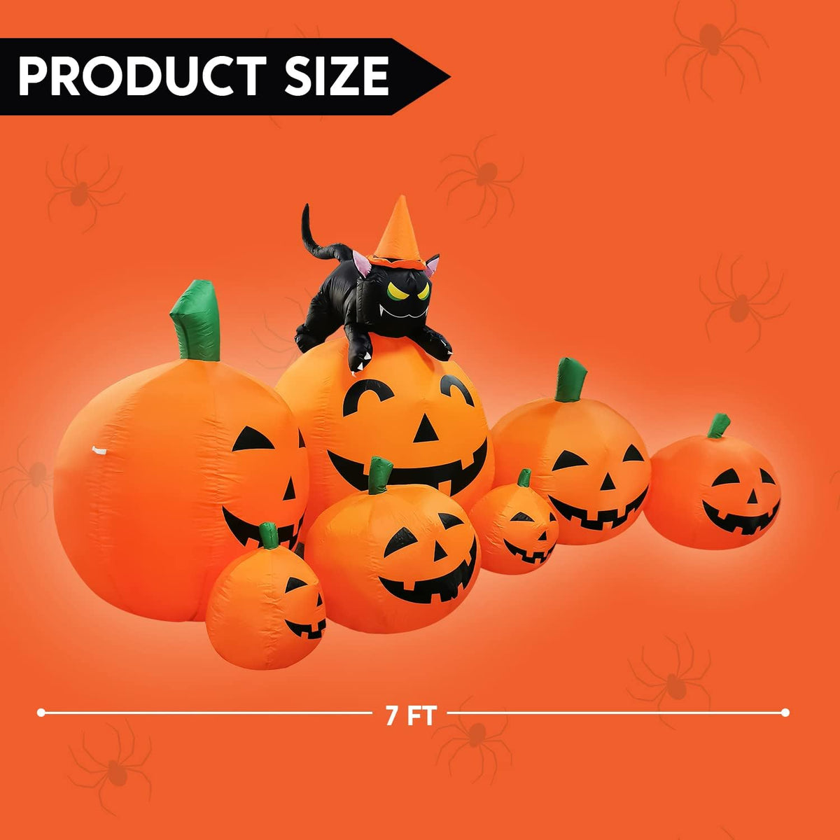 Joiedomi 30003 7-Foot Halloween Pumpkin & Witch's Cat Inflatable – 7FT, Traditional Halloween Orange – Traditional Halloween Orange / 7FT – product detail