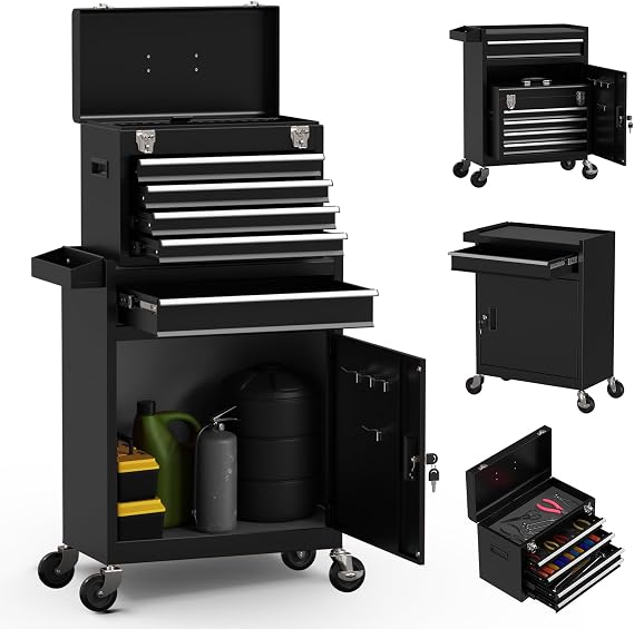 Granper 5-Drawer Rolling Tool Chest – 5-Drawer, Black