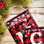 Ivenf Merry Christmas Porch Banners, Red and Black Plaid, Set of 2