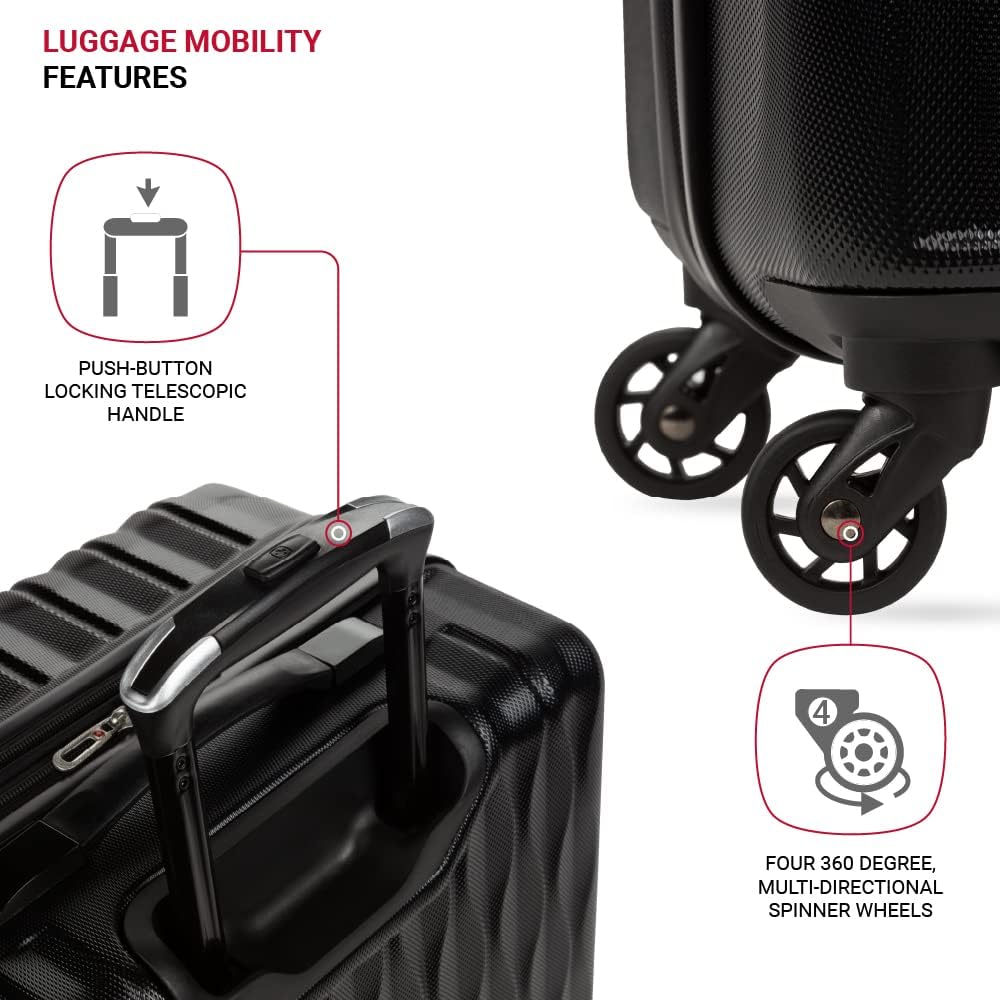 SwissGear 8018202167 Hardside Suitcase – Checked-Medium 24-Inch, Black – Black / Checked-Medium 24-Inch – product detail