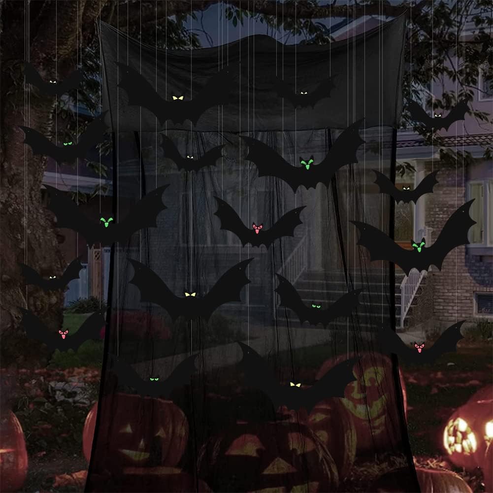 HaWeier 18-Piece Hanging Halloween Bat Set – Black – product detail