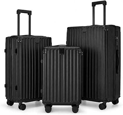 S.Leovay W5271P499184 Luggage Set – 20+24+28Inch, Black