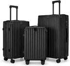 S.Leovay W5271P499184 Luggage Set – 20+24+28Inch, Black