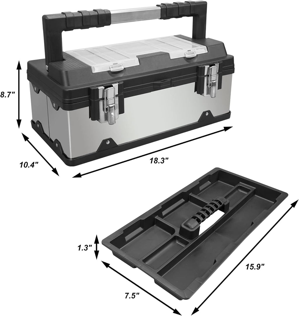 BIG RED A5519BR 19-Inch Stainless Steel and Plastic Tool Box – Silver – product detail