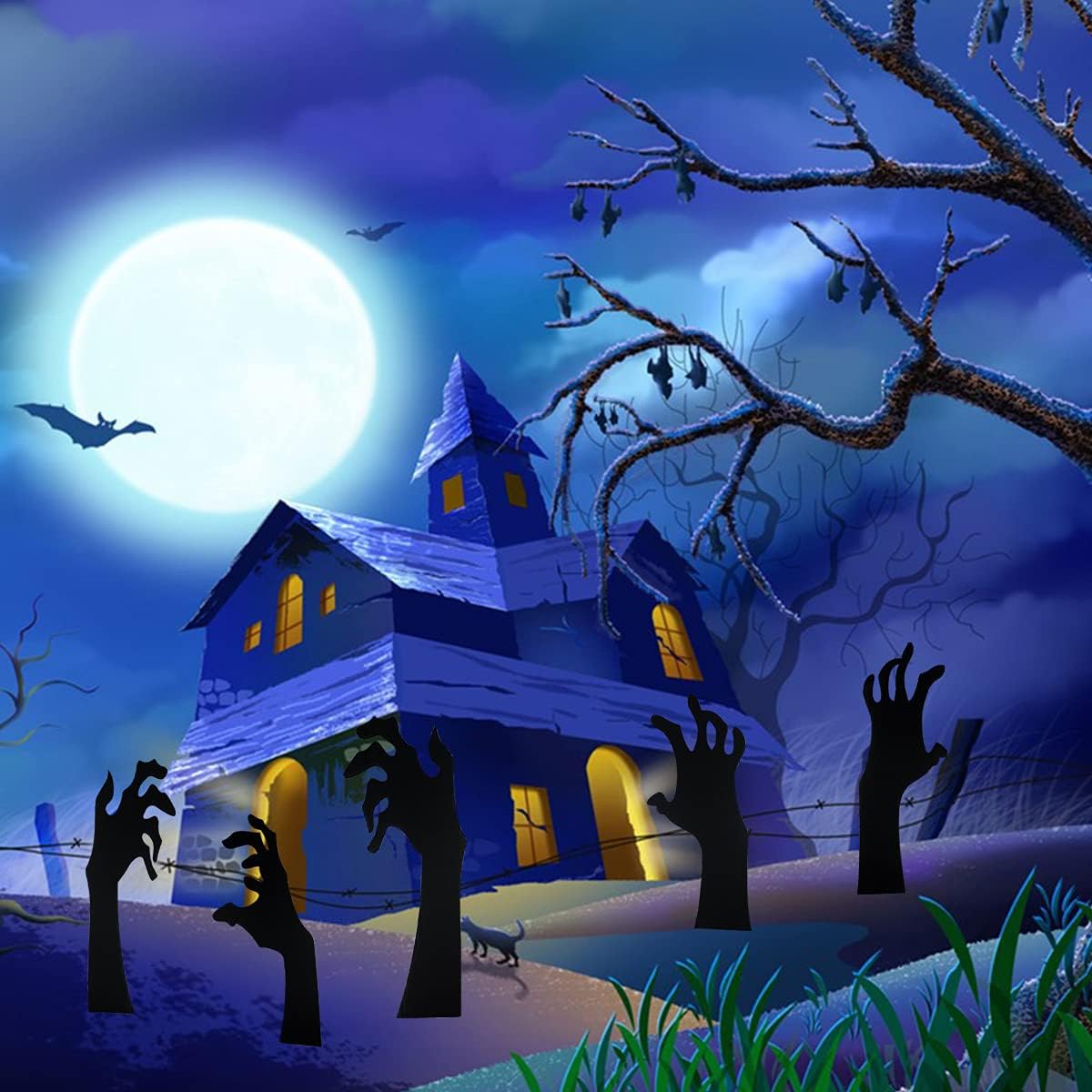 Anditoy 5-Piece Black Hand Halloween Yard Sign Set – Black – product detail