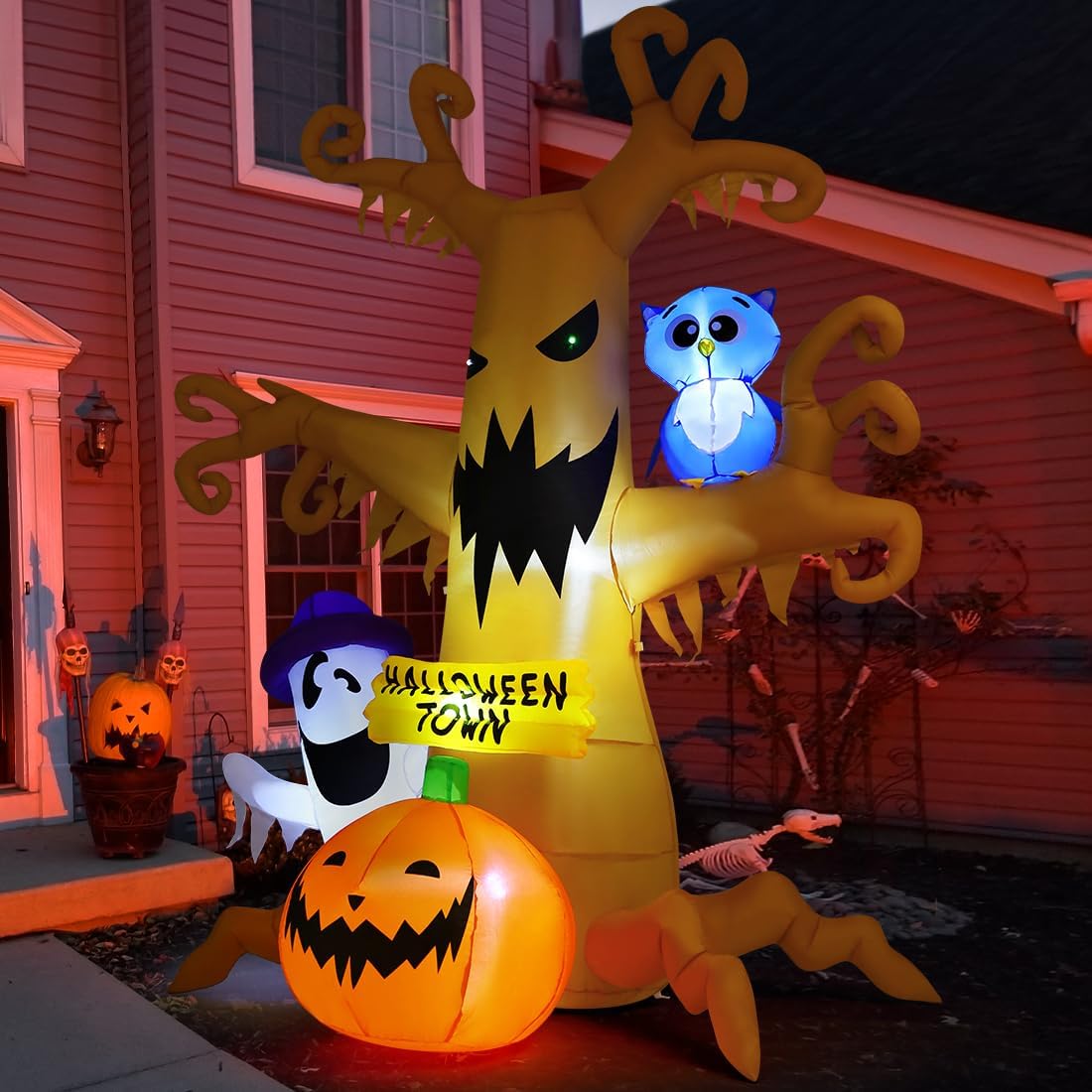 GOOSH 69076 8-Foot Halloween Dead Tree & Owl & Ghost Inflatable – yellow – product detail