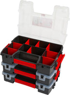CRAFTSMAN CMST60964M 3-Pack 10-Compartment Parts Organizers – 3 Pack (11.5" L x 2.5" W x 8.5" H), black/red – 3 Pack (11.5" L x 2.5" W x 8.5" H) / black/red – product detail