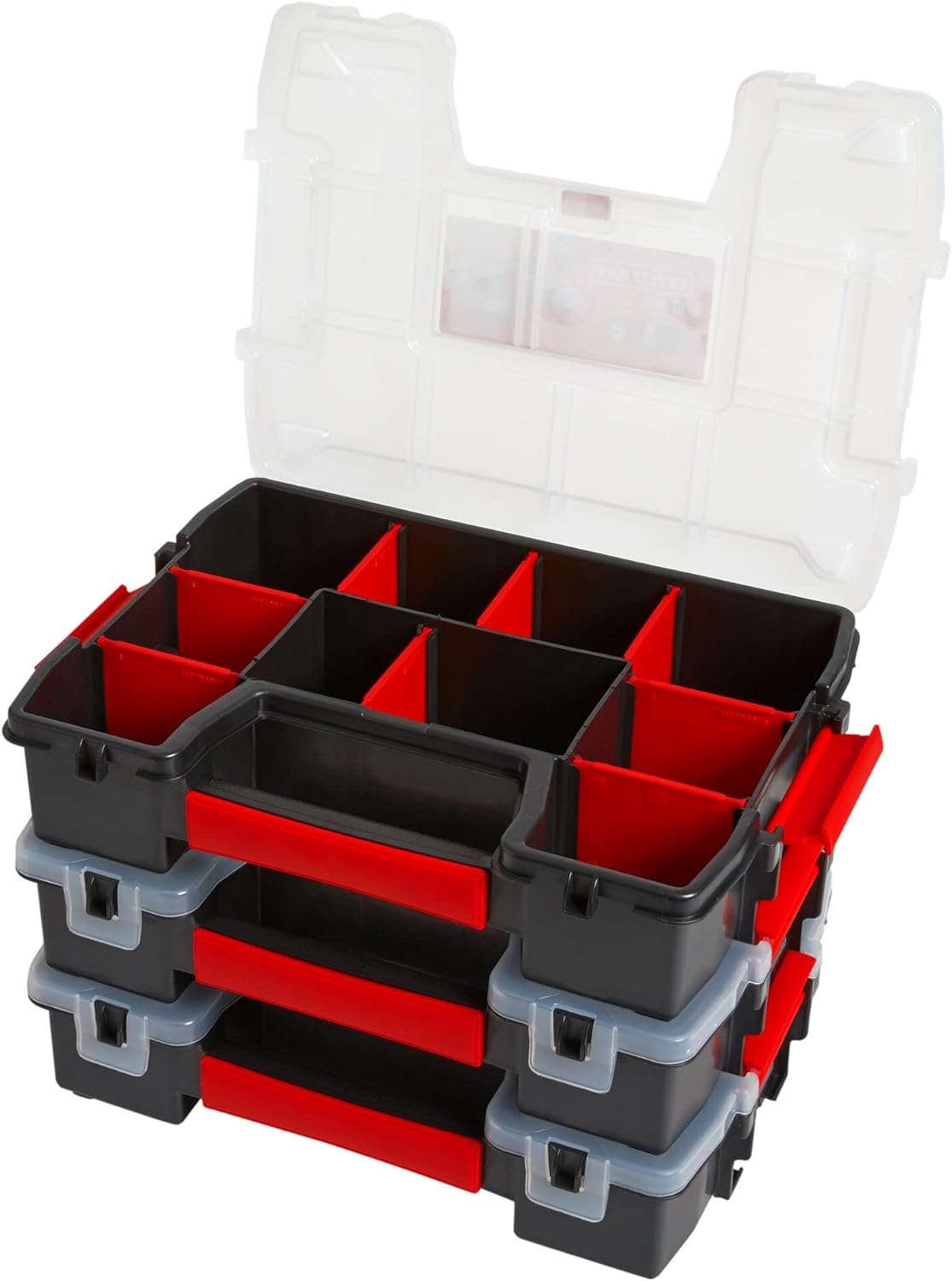 CRAFTSMAN CMST60964M 3-Pack 10-Compartment Parts Organizers – 3 Pack (11.5" L x 2.5" W x 8.5" H), black/red – 3 Pack (11.5" L x 2.5" W x 8.5" H) / black/red – product detail