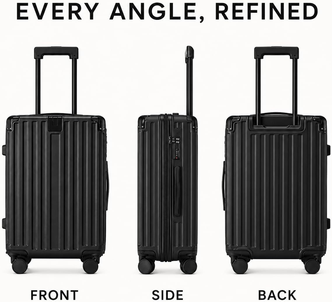 S.Leovay W5271P499184 Luggage Set – 20+24+28Inch, Black – Black / 20+24+28Inch – product detail