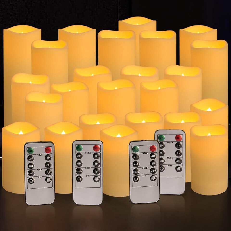 YOROXRG F24 24-Pack Flameless LED Pillar Candles