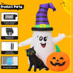 GOOSH 69471 5-Foot Halloween Ghost & Pumpkin Inflatable – white – product detail
