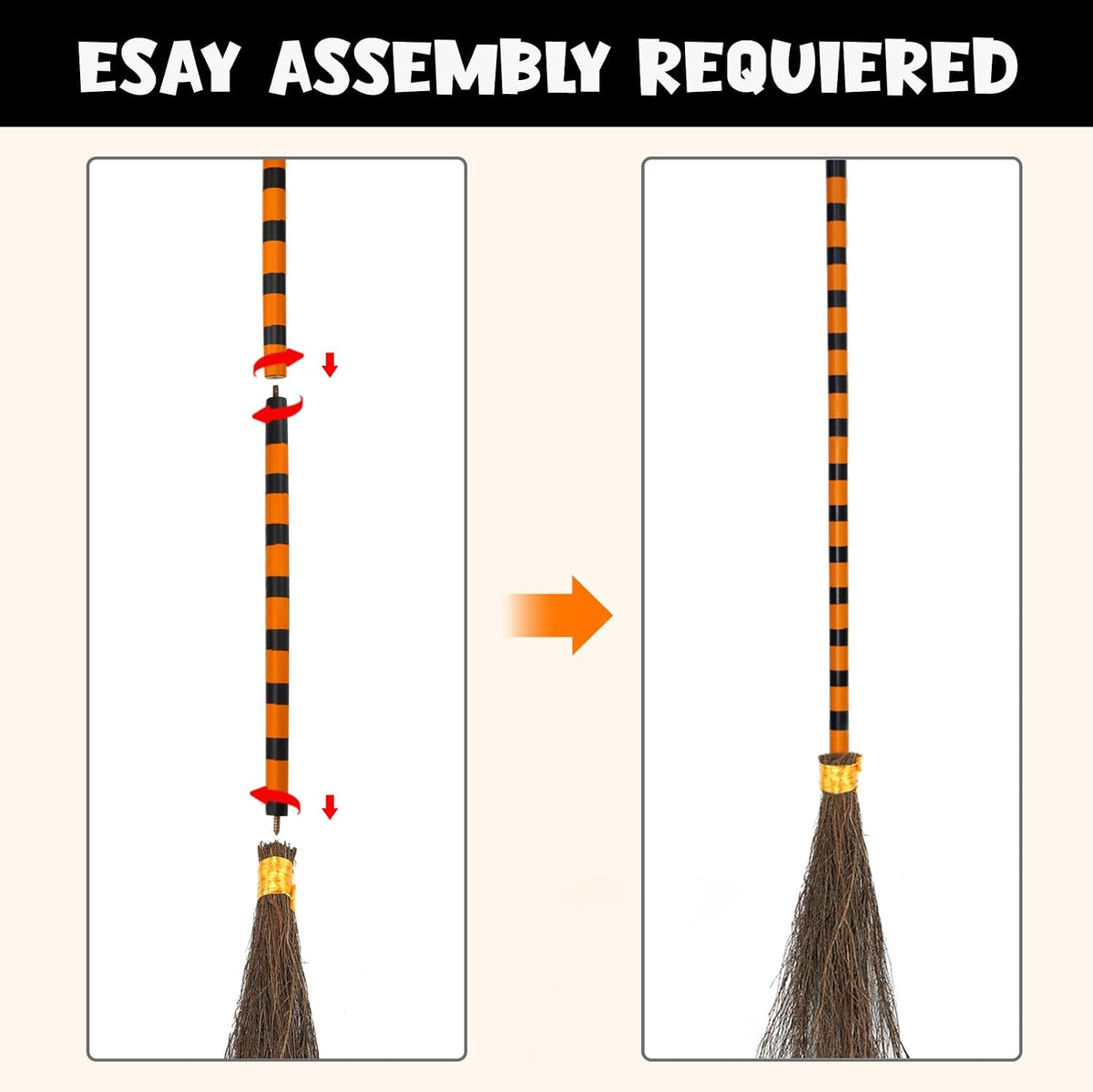 ORIENTAL CHERRY Halloween Broom Parking Sign with Three Wooden Brooms – Black – product detail