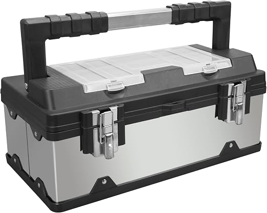 BIG RED A5519BR 19-Inch Stainless Steel and Plastic Tool Box – Silver
