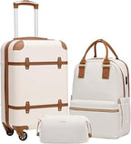 Coolife YD102 Hardside Luggage Set – 3 Piece Set (BP/TB/20), White