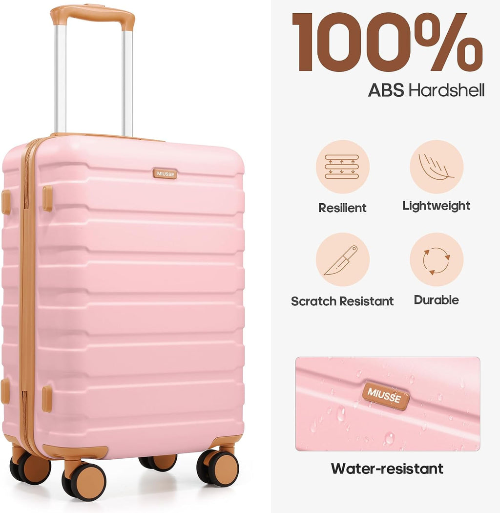 MIUSSE MAX 2452B Luggage Set – 3 piece set (20inch), Pink – Pink / 3 piece set (20inch) – product detail