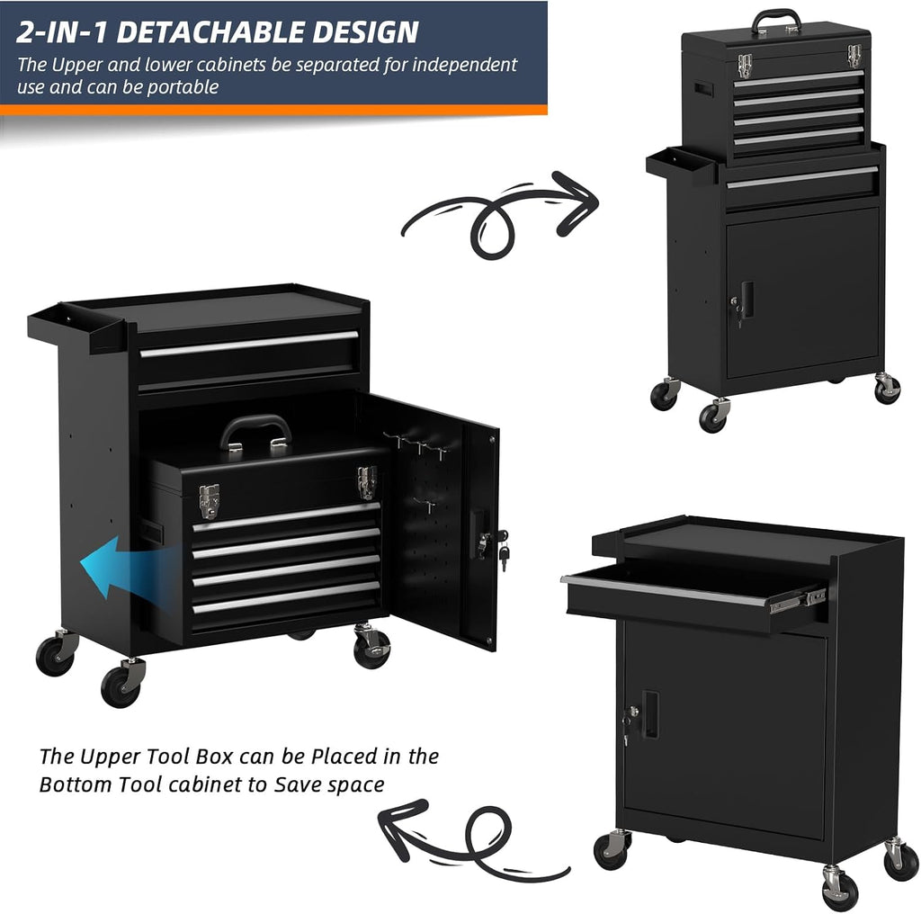 Granper 5-Drawer Rolling Tool Chest – 5-Drawer, Black – Black / 5-Drawer – product detail