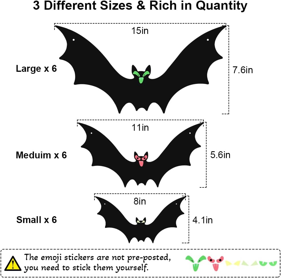 HaWeier 18-Piece Hanging Halloween Bat Set – Black – product detail