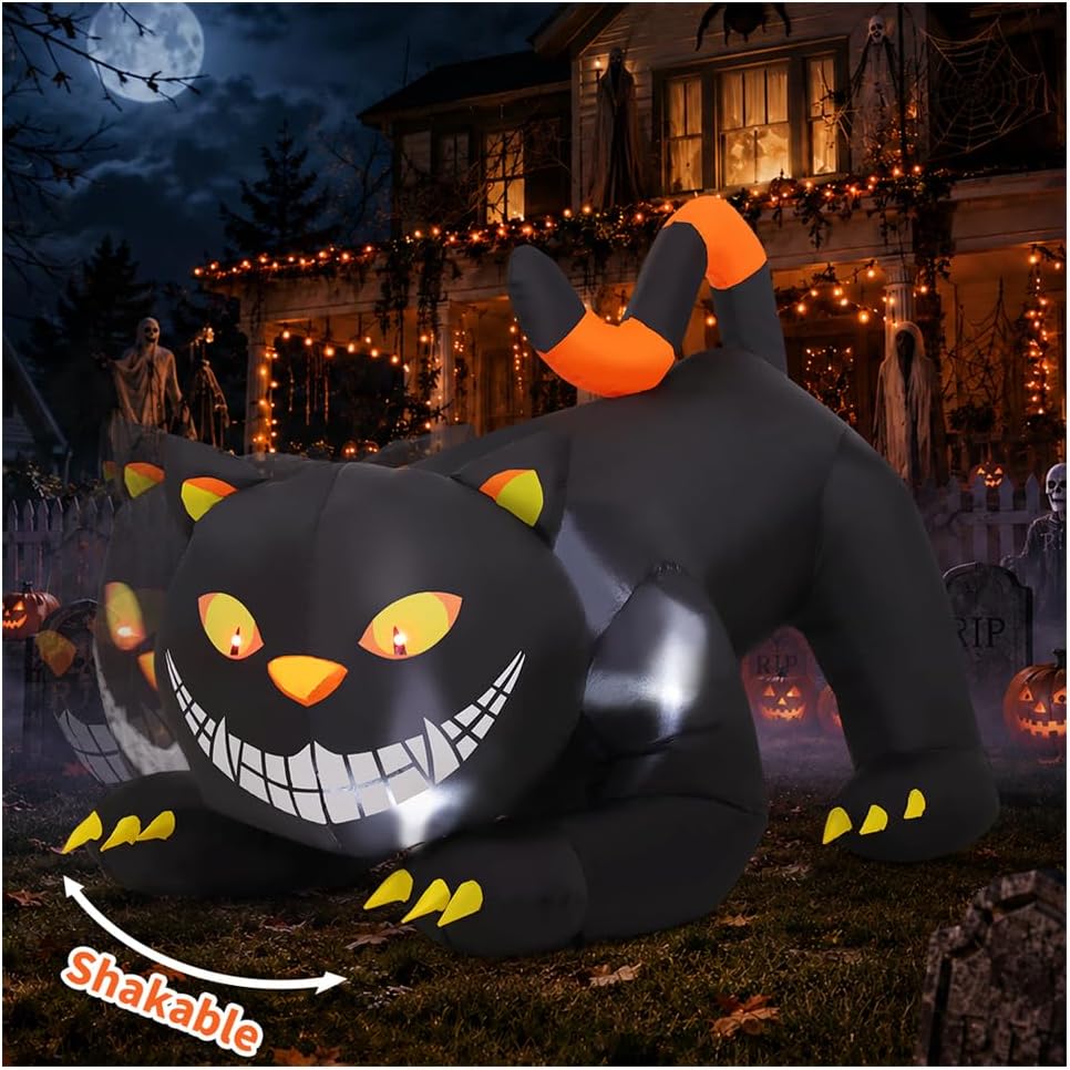 GOOSH 6-Foot Halloween Animated Black Cat Inflatable – Black