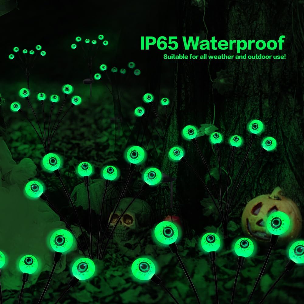 BeHiller BGYQG001 2-Pack 12-LED Solar Eyeball Garden Lights – Green – product detail